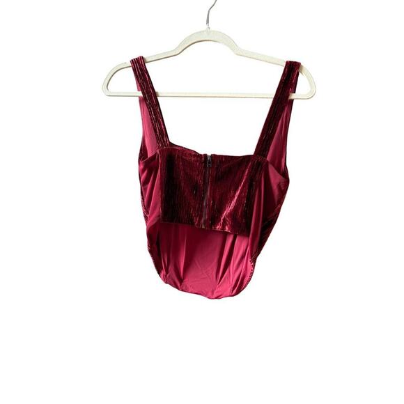 Naked wardrobe plush velvet boned crop top wine size extra large - Picture 3 of 7